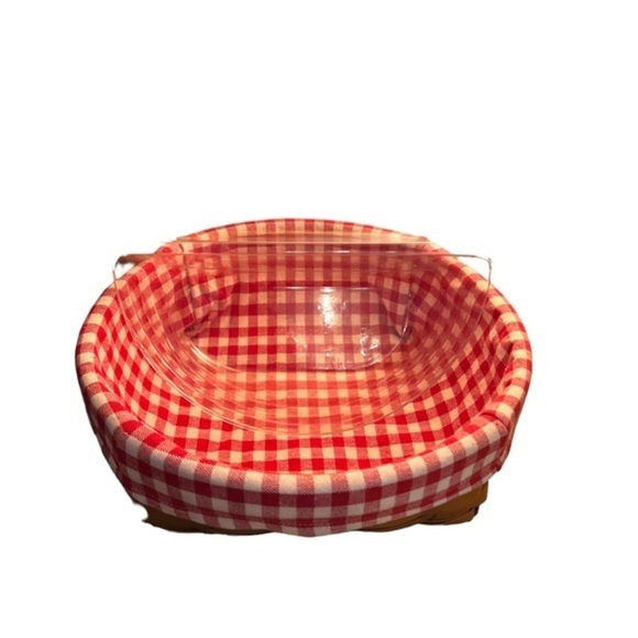 Two Red White Gingham Baskets Heritage Mint Round & Unbranded Oval Chip & Dip - Picture 3 of 15